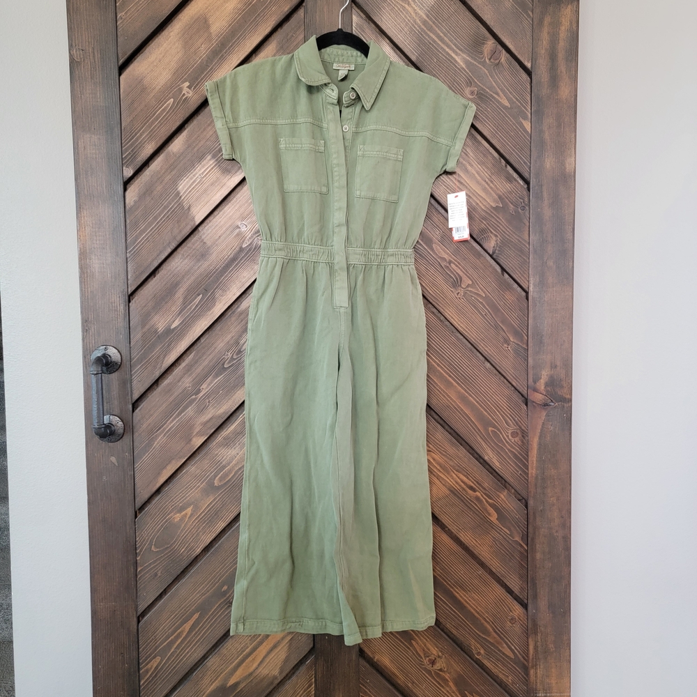 Girls Cat & Jack Girls Dark Olive Wide Leg Jumpsuit M(8)